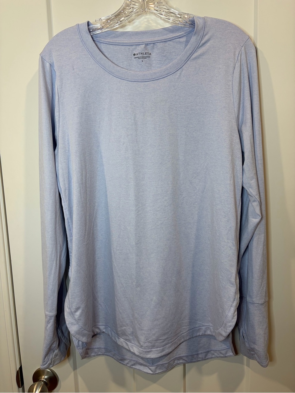 Athleta Light Blue/purple Long Sleeve Crewneck Tee
